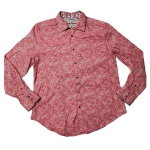 Robert Graham Mens XL Classic Fit Red Electric Slide Flip Cuff Long Sleeve Shirt